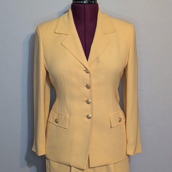 Jones New York, Lemon Chiffon, Pant Suit, Size 6 Petite - Picture 2 of 3